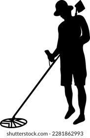 metal detectorist silhouette  for print, poster, card, mugs, bags, invitation, and party. 