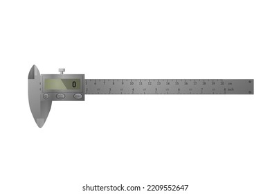 Metal digital vernier caliper with display vector illustration.