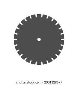 Disco metálico para la sierra circular de mano sobre fondo blanco. Imagen vectorial.
