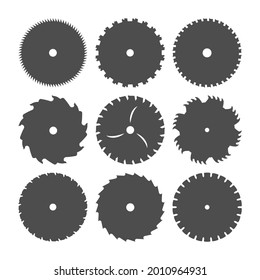 Metal discs for processing and cutting hard materials for hand saws on a white background. A vector image.