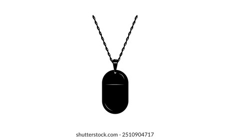 metal Dog Tag, black isolated silhouette