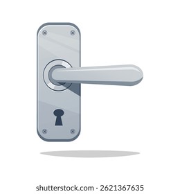 Metal door handle with keyhole vector isolated on white background.