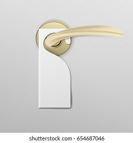 Metal Door Handle Lock with Hanger. Realistic Mock Up. Do Not Disturb. Vector Illustration. Vector Illustration