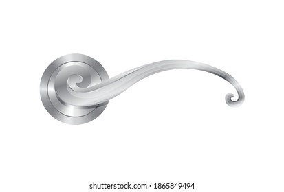 Metal door handle. Modern lock knob, home doorknob. Lock doors at home or metal door-handle in house interior