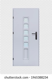 Metal door with windows on a transparent background. vector illustration