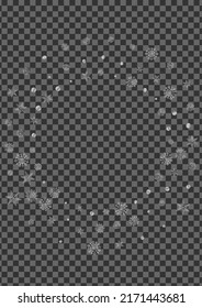 Metal Dot Background Transparent Vector. Snow Effect Illustration. Grey Flake Cold. Silver Flying Pattern.