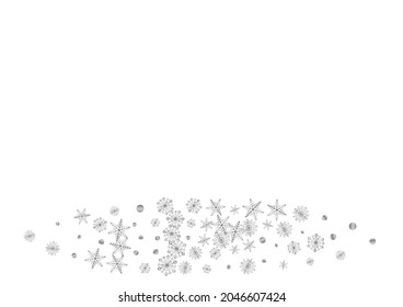 Vector blanco de fondo de punto de metal. Textura voladora de confetti. Cae El Copo De Nieve Plateado. Tarjeta gris sutil.