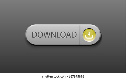 Metal download button, with yellow download icon