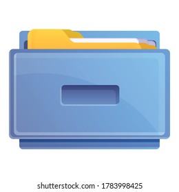 Metal drawer documents icon. Cartoon of metal drawer documents vector icon for web design isolated on white background
