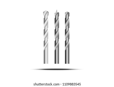 Metal drill bit screw driver kit. Industrial and home workshop tool kit. Vector EPS10