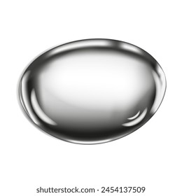 Metal drop realistically isolated on a white background. Silver ball, chrome sphere, liquid metal. Spherical 3D sphere Gemstone. Vector illustration for your design and business eps10