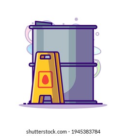 Metal Drum Oil Vector Cartoon Illustration. Labour day Icon Concept White Isolated. Flat Cartoon Style Suitable for Web Landing Page, Banner, Sticker, and Background