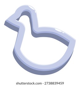 Metal duck cookie cutter making a bird shaped pastry for baking and cooking