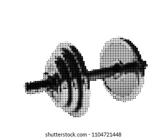 Metal dumbbell. Isolated on white background. Vector illustration. Halftone style.