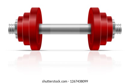 metal dumbbell for muscle building in gym vector illustration at gray background