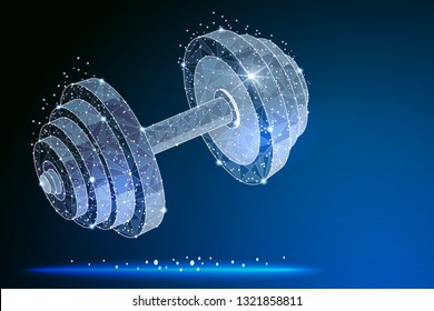 Metal dumbbell. sport concept. Vector abstract polygonal image.