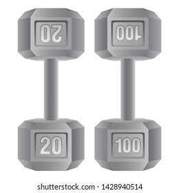 Metal dumbbell weight set vector icon illustration graphic