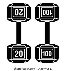 Metal dumbbell weight set vector icon illustration graphic