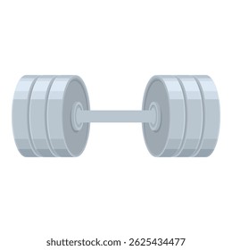 Metal dumbbell with weights is lying horizontally, ready for a strength training workout