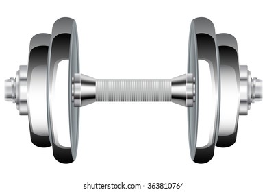 Metal dumbbells. Chrome Weights. Vector illustration isolated on white background