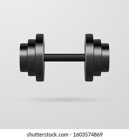 Metal dumbbells on a gray background. Vector illustration.