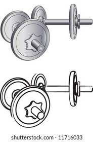Metal Dumbbells in view and line