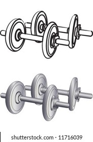 Metal Dumbbells in view and line