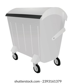 Metal dump trashcan container. vector