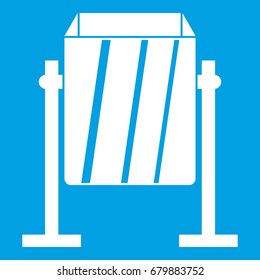 Metal dust bin icon white isolated on blue background vector illustration
