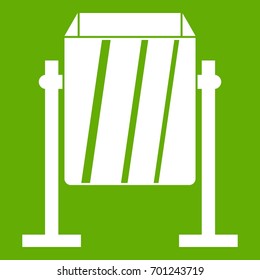 Metal dust bin icon white isolated on green background. Vector illustration