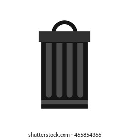 Metal dustbin icon in flat style isolated on white background