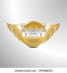 metal emblem with wings on a light background