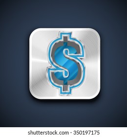 Metal engraved dollar sign, vector