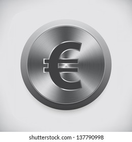 Metal euro vector button