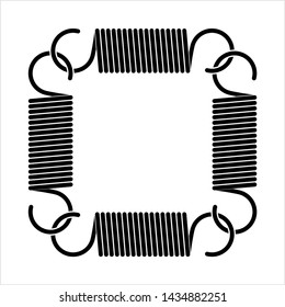 Metal Extension Spring, Compression Coiled Spring Design Vector Art Illustration