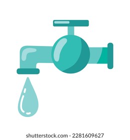 Metal faucet dripping water ecology icon