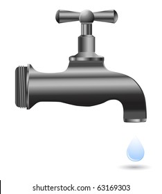 metal faucet-tap with water drop