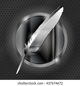 Metal feather with metal & glass frame