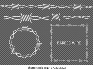 Metal fence barbed wire vector realistic , illustration security protection background, warning crime army graphic template border isolated seamless
