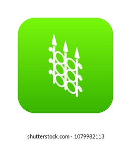 Metal fence icon green vector isolated on white background