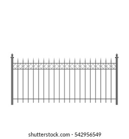 Metal Fence. Isolated On White Background.Vector Illustration.