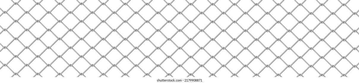 Metal fence mesh, pattern of steel wire grid isolated on white background. Vector realistic background with 3d aluminum grate for jail enclosure, safety barrier, cage