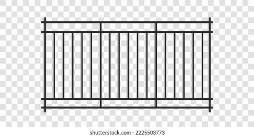 Metal fence. Prison bars. Realistic lattices. Vector illustration isolated on transparent background.	
