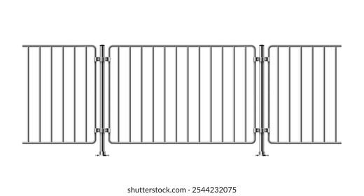 Cerca de metal com trilhos isolados em fundo transparente. Varanda de aço com balaustradas. Ilustração 3D realista do vetor da barreira de ferro, balaustrada das escadas para o design de interiores.