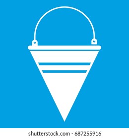 Metal fire bucket icon white isolated on blue background vector illustration