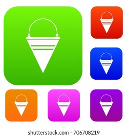 Metal fire bucket set icon in different colors isolated vector illustration. Premium collection