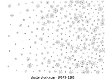 Metal Flake Background White Vector. Snow Sparkle Pattern. Silver Snowflake Freeze. Grey Luxury Texture.
