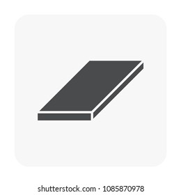 Metal or flat bar vector icon.
Rectangle profile section shape.
That alloy of iron from steel production industry and metallurgy.
For cnc milling, tool, mechanical part and building frame structure.