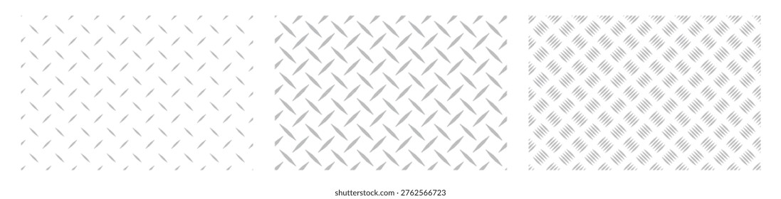 Metal flooring seamless pattern. Steel diamond plate, industry iron floor texture background. Rough stainless walkway, grid floor vector illustration