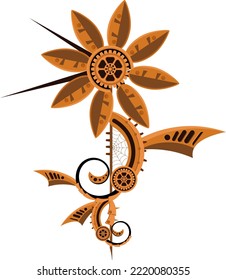 Flor de metal al estilo del steampunk. Ilustración vectorial.